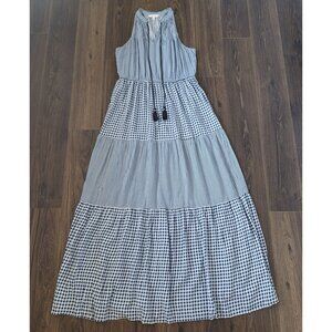 💙 Lauren Conrad Gingham 100% Rayon Maxi Dress Size L/XLCottagecore Romantic